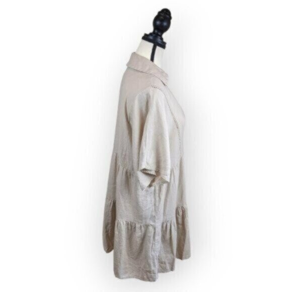 Zara Linen Blend Lace Trim Mini Dress Size Small Women - Picture 5 of 9